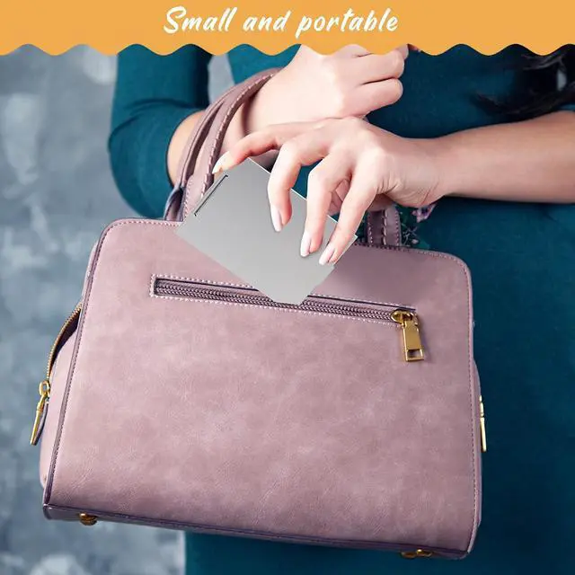 Alt view image 3 of 5 - Blulu 2 Pcs Mini Folding Pocket Mirror for Purse Aluminum, 4.5 x 3.1 Inches