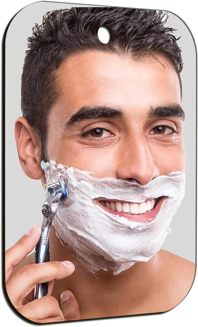 Main image of Shaving Mirror, Unbreakable Shower Mirrors, (Small,6 inches x 4 inches) Bathroom Handheld Mirror for Men and Women Portable Camping Travel Mirrors, Frameless Handheld for Makeup