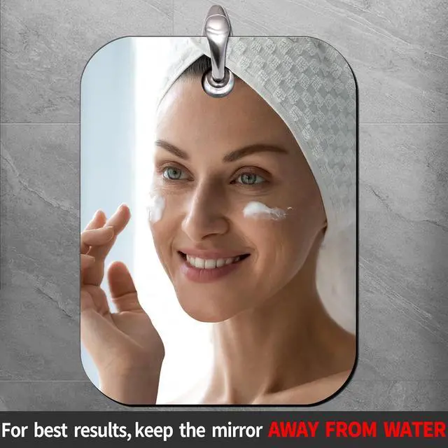 Alt view image 3 of 7 - Shaving Mirror, Unbreakable Shower Mirrors, (Small,6 inches x 4 inches) Bathroom Handheld Mirror for Men and Women Portable Camping Travel Mirrors, Frameless Handheld for Makeup