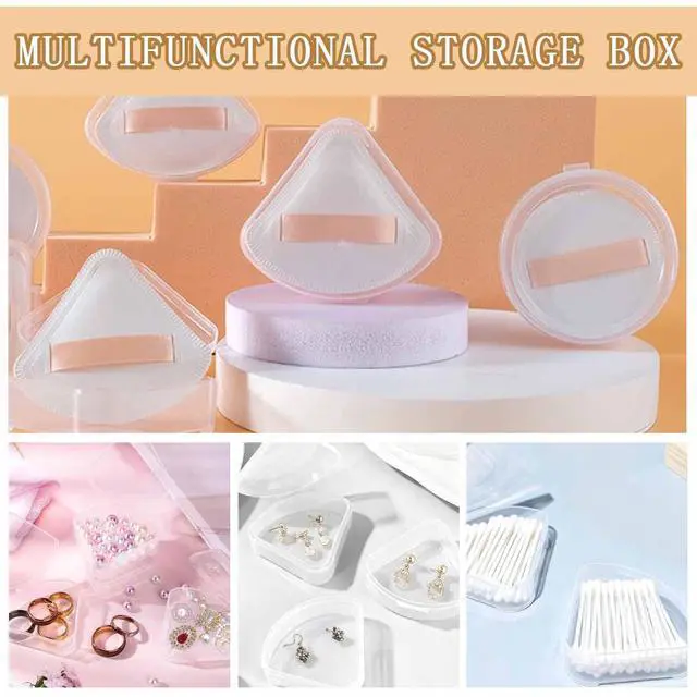 Alt view image 7 of 7 - 8 PCS Triangle Powder Puffs Holder Cases Clear Makeup Sponge Protective Container Portable Beauty Blender Holder Reusable Dust-Proof Pocket Cosmetic Puff Box for Travel (Transparent)