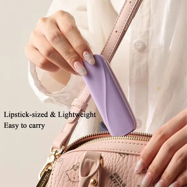 Alt view image 4 of 7 - Travel Hair Brush with Mirror, Foldable Mini Hair Brush for Women, Self Cleaning Design, Portable Pocket Hairbrush for Women, Purple & Pink (Purple)
