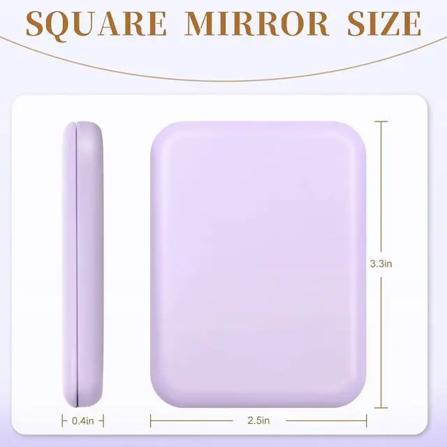 Alt view image 7 of 7 - Compact Mirror with Light, 1X/3X Magnification LED Pocket Mirror for Women | Portable, Travel, Purse, Pocket, Gift, purole, mini, small, essentials, led, fiberglass, batteries, rectangular