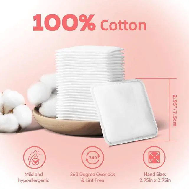 Alt view image 2 of 7 - ICOTLE Square Cotton Pads, 60 Count, 100% Cotton, Soft & Lint-Free | Triple-Layer Design,Soft & Gentle,Lint-Free & Durable,Ideal for Toner,2.95 x 2.95 inches, Makeup Removal & Skincare