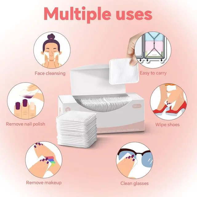 Alt view image 6 of 7 - ICOTLE Square Cotton Pads, 60 Count, 100% Cotton, Soft & Lint-Free | Triple-Layer Design,Soft & Gentle,Lint-Free & Durable,Ideal for Toner,2.95 x 2.95 inches, Makeup Removal & Skincare