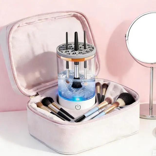 Alt view image 7 of 7 - 3 In 1 Electric Makeup Brush Cleaner Machine,Automatic Makeup Brush Cleaner Electric,Cleaning Tool,Cosmetic Brushes Cleaners,For Deep Cleaning (White)