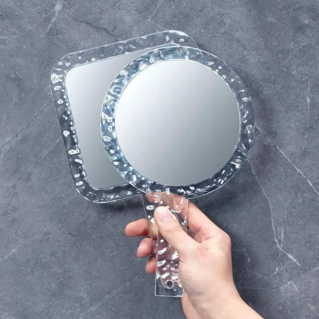 Alt view image 7 of 7 - YEAKE Hand Mirror,Double-Sided Handheld 1X/5X Magnifying Mirror with Handle for Makeup, Shaving Mirror with Hole Hanging,Acrylic, 6.1" W x 10" L, Square Shape, Transparent 1 PC