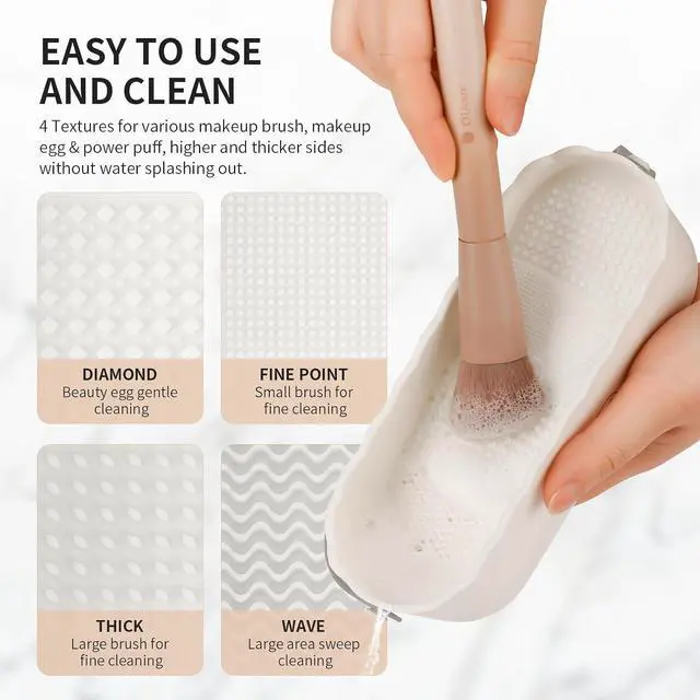 Alt view image 3 of 7 - DUcare Makeup Brush Cleaner Mat 4 in 1 Silicone Makeup Brush Cleaner Bowl Cosmetic Brushes Cleaning Tool Organizer for Storage and Air Drying