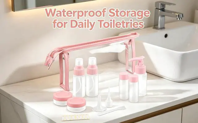 Alt view image 6 of 7 - Travel Bottles Kit,11pcs TSA Approved Leak Proof Toiletry Container | PET plastic, leak-proof, TSA size, 40ml bottles, sprayers, jars, bag included, for lotion, shampoo, travel, gym