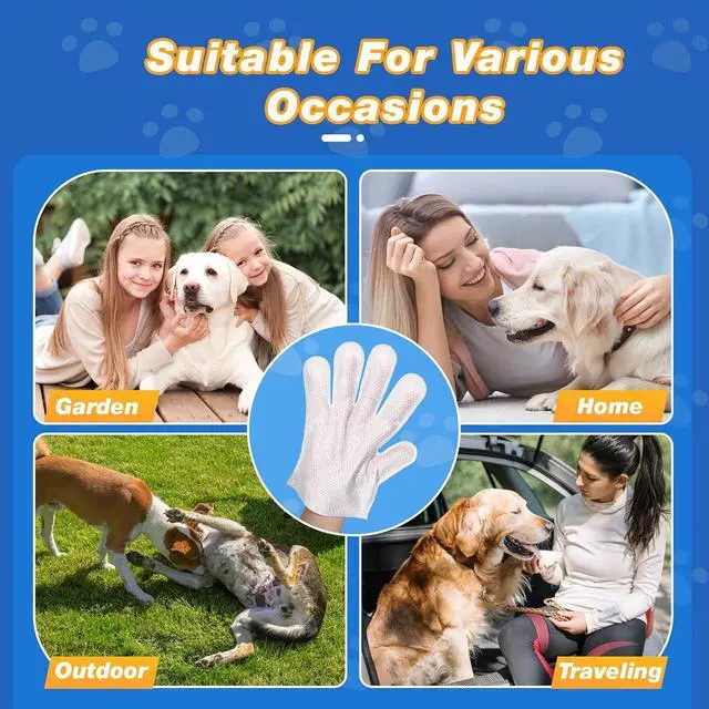 Alt view image 7 of 7 - 9 Pcs Pet Glove Wipes for Dogs and Cats, Deodorizing, Individually Wrapped | Cleaning Gloves, Hypoallergenic Coconut Oil Grooming Wipes, for Pet Dry Cleaning, Daily Care, and Travel