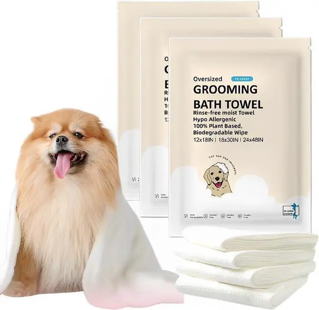 Main image of Toner Depot XL Pet Grooming Bath Wipes, Huge Rinse-Free Towels for Cleaning and Deodorizing Plant-Based Hypoallergenic Wipes for Dogs and Cats, 3 Pack (Large 12x18)