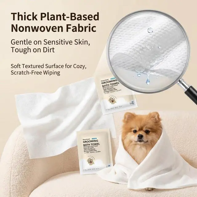 Alt view image 2 of 7 - Toner Depot XL Pet Grooming Bath Wipes, Huge Rinse-Free Towels for Cleaning and Deodorizing Plant-Based Hypoallergenic Wipes for Dogs and Cats, 3 Pack (Large 12x18)