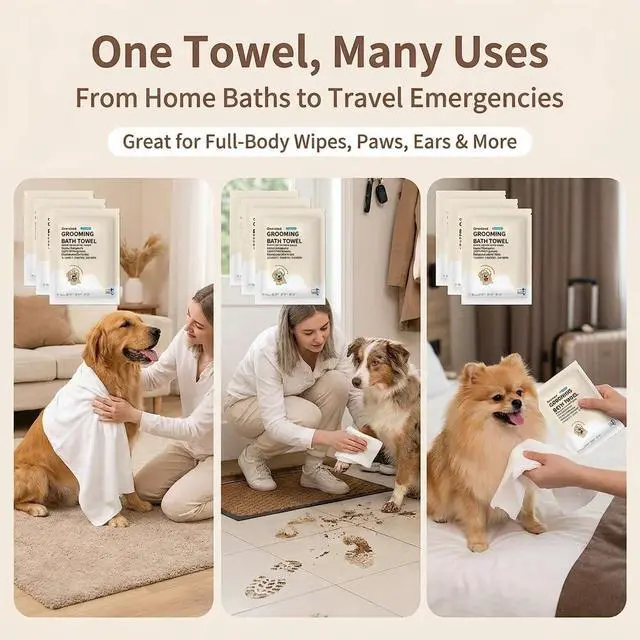 Alt view image 4 of 7 - Toner Depot XL Pet Grooming Bath Wipes, Huge Rinse-Free Towels for Cleaning and Deodorizing Plant-Based Hypoallergenic Wipes for Dogs and Cats, 3 Pack (Large 12x18)