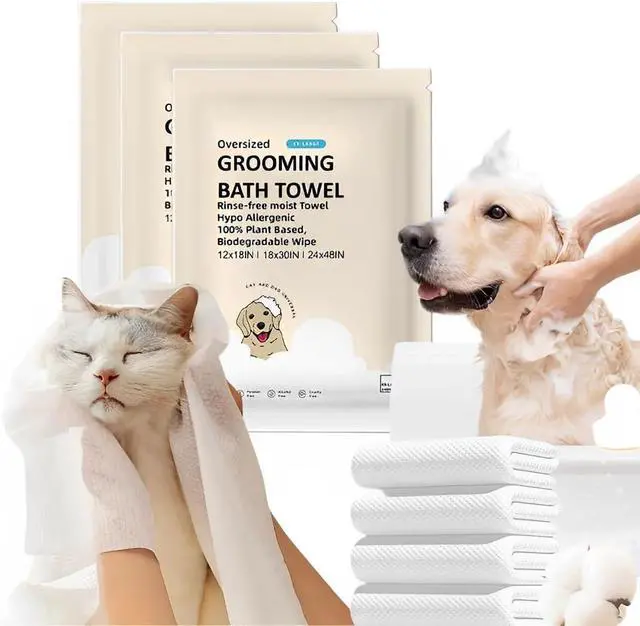 Alt view image 5 of 7 - Toner Depot XL Pet Grooming Bath Wipes, Huge Rinse-Free Towels for Cleaning and Deodorizing Plant-Based Hypoallergenic Wipes for Dogs and Cats, 3 Pack (Large 12x18)