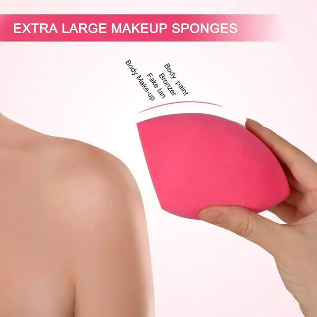 Alt view image 2 of 7 - EXTRA LARGE 11CM Make Up Beauty Sponges Blender BIG for Face & BODY | 1 XL & 1 Regular Sponge with 2 Holders Faster, Flawless Application of Foundation, Fake Tan, Powder, Blending & Setting