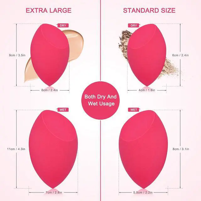 Alt view image 4 of 7 - EXTRA LARGE 11CM Make Up Beauty Sponges Blender BIG for Face & BODY | 1 XL & 1 Regular Sponge with 2 Holders Faster, Flawless Application of Foundation, Fake Tan, Powder, Blending & Setting