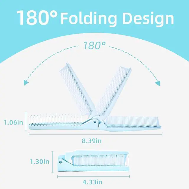Alt view image 2 of 6 - 2 Pack Folding Hair Combs, Foldable Comb Brush Combo, Mini Protable Folding Comb for Purse Bags Porket, Travel Size Hair Comb, Small Pocket Combs for Women Men and Kids(Blue)