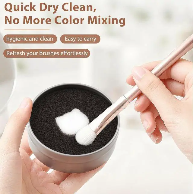 Alt view image 2 of 7 - 2-Pack Makeup Brush Cleaner Sponges Quick Color Switch for Eyeshadow Brushes, No Water or Chemicals, Reusable with Travel Case