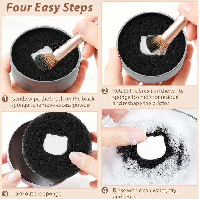 Alt view image 5 of 7 - 2-Pack Makeup Brush Cleaner Sponges Quick Color Switch for Eyeshadow Brushes, No Water or Chemicals, Reusable with Travel Case