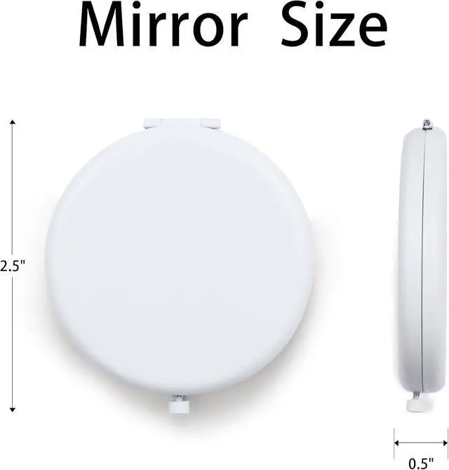 Alt view image 3 of 7 - Compact Mirror, Pocket Travel Makeup Mirror for Purse, Metal Round Shell, 2-Sided 1X/2X Magnifying, Portable, Folding, Handheld, White,2 Pack