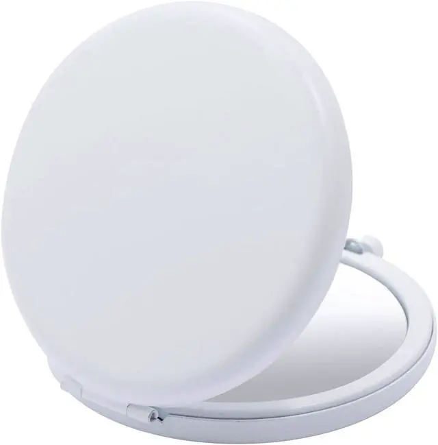 Alt view image 2 of 7 - Compact Mirror, Pocket Travel Makeup Mirror for Purse, Metal Round Shell, 2-Sided 1X/2X Magnifying, Portable, Folding, Handheld, White,2 Pack