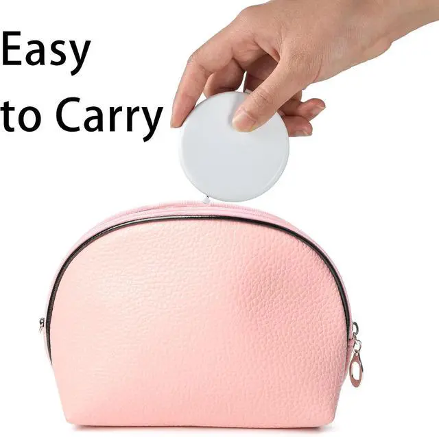 Alt view image 7 of 7 - Compact Mirror, Pocket Travel Makeup Mirror for Purse, Metal Round Shell, 2-Sided 1X/2X Magnifying, Portable, Folding, Handheld, White,2 Pack