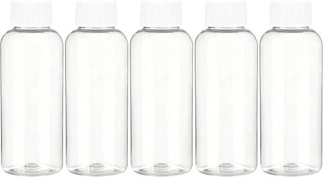 Main image of DNSEN Travel Size Empty Mouthwash Bottles 3.4 oz, White Screw Cap, Clear Toiletry Containers, 5 Pack