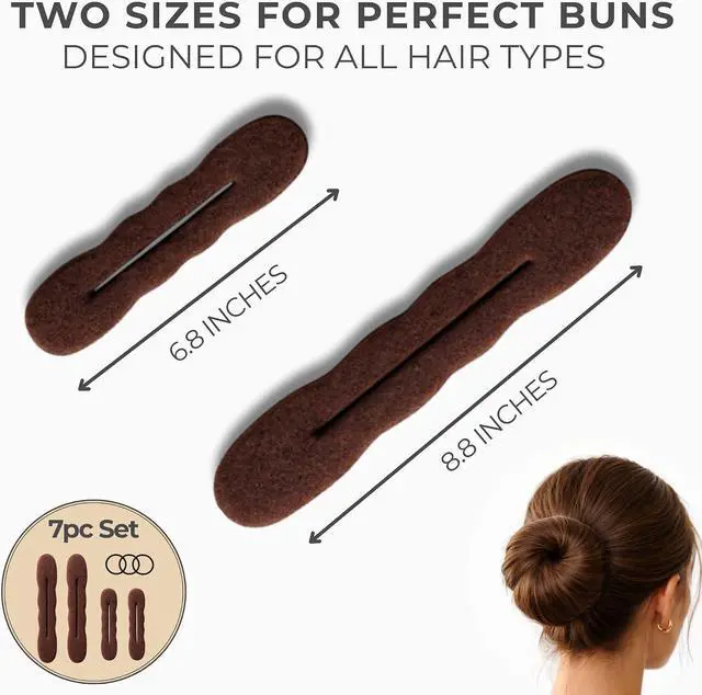 Alt view image 4 of 7 - Styla Hair Magic Bun Maker (2 Small, 2 Large) Foam Sponge Bun Shaper Hair Accessories (Brunette) | Foam Sponge Shaper, Easy Twister, Ballet, French Twist, Updo's, Waves, Strong, Flexible, Reusable
