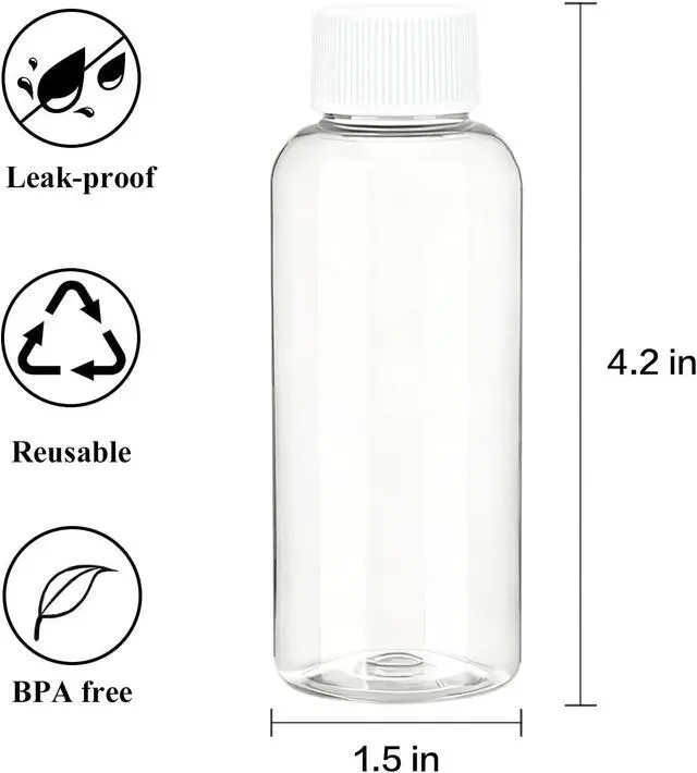 Alt view image 2 of 6 - DNSEN Travel Size Empty Mouthwash Bottles 3.4 oz, White Screw Cap, Clear Toiletry Containers, 5 Pack