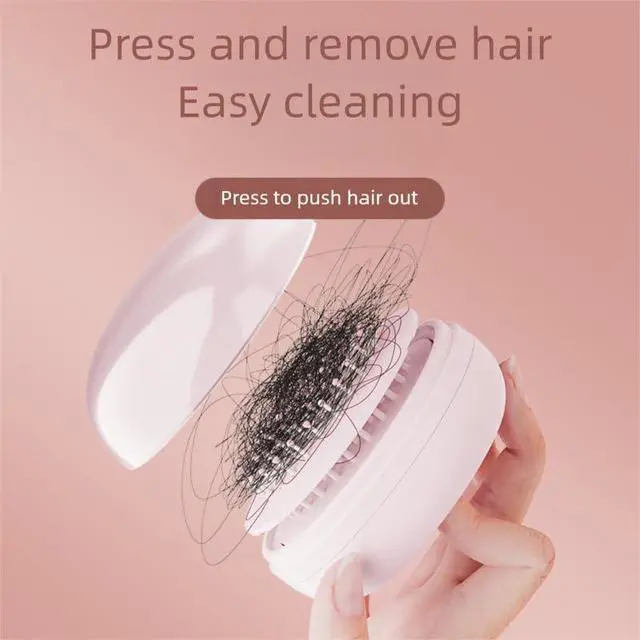 Alt view image 3 of 6 - Self Cleaning Hair Brush, Mini Travel Brush with Mirror (Pink) | Portable Purse Brush for All Hair Types, Painless Scalp Massager for Women Men Kids