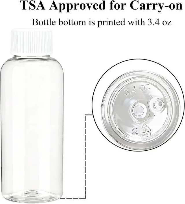 Alt view image 3 of 6 - DNSEN Travel Size Empty Mouthwash Bottles 3.4 oz, White Screw Cap, Clear Toiletry Containers, 5 Pack