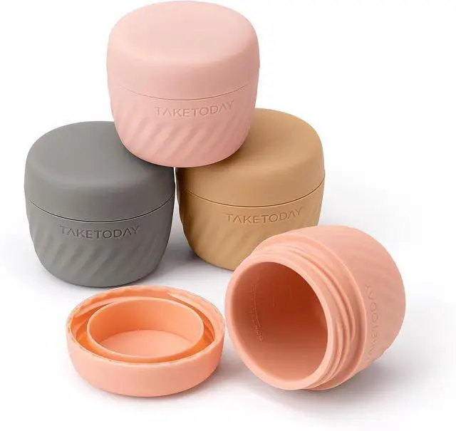 Main image of TakeToday Travel Containers for Toiletries, 1oz, 4 Pack, Apricot | Air Travel Leak-Proof, TSA Approved, Silicone Jars with Lid, for Cosmetics & Toiletries