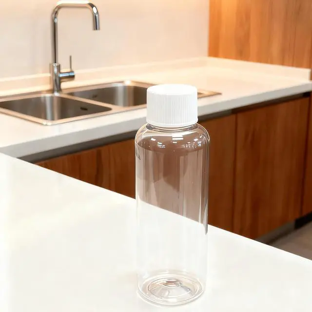 Alt view image 6 of 6 - DNSEN Travel Size Empty Mouthwash Bottles 3.4 oz, White Screw Cap, Clear Toiletry Containers, 5 Pack