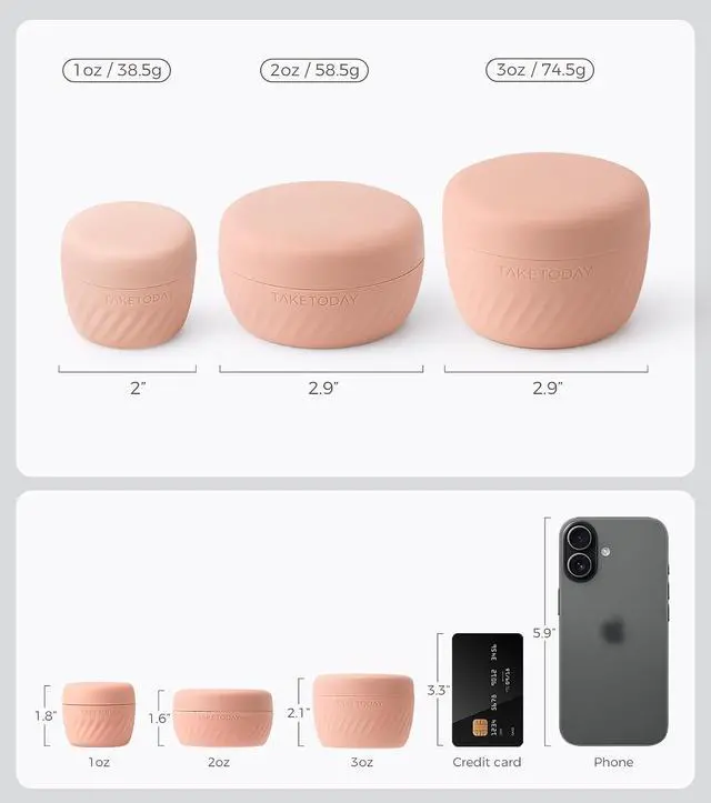 Alt view image 4 of 7 - TakeToday Travel Containers for Toiletries, 1oz, 4 Pack, Apricot | Air Travel Leak-Proof, TSA Approved, Silicone Jars with Lid, for Cosmetics & Toiletries