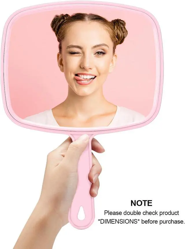 Alt view image 2 of 6 - PROTECLE 10.3" L x 7.4" W Handheld Mirror, Salon Barber Hairdressing, Pink | Handheld Mirror, Haircut Mirror, Hangable, High-definition, Distortion-free Reflection, Hand Mirror for Men Women