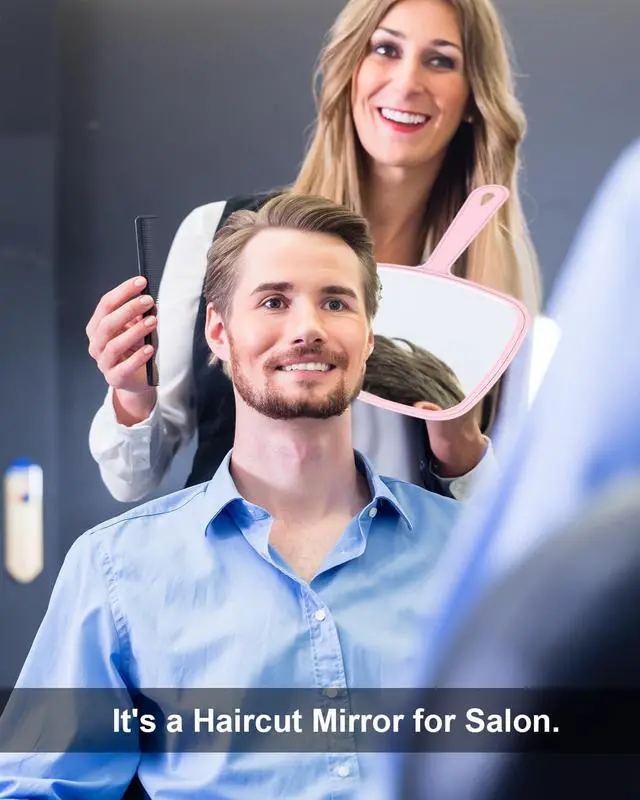 Alt view image 5 of 6 - PROTECLE 10.3" L x 7.4" W Handheld Mirror, Salon Barber Hairdressing, Pink | Handheld Mirror, Haircut Mirror, Hangable, High-definition, Distortion-free Reflection, Hand Mirror for Men Women