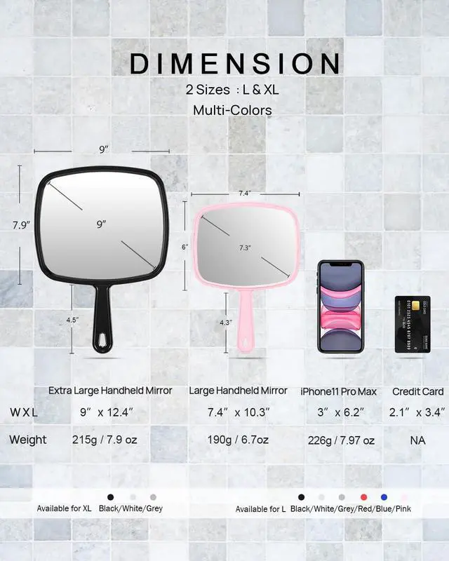 Alt view image 3 of 6 - PROTECLE 10.3" L x 7.4" W Handheld Mirror, Salon Barber Hairdressing, Pink | Handheld Mirror, Haircut Mirror, Hangable, High-definition, Distortion-free Reflection, Hand Mirror for Men Women