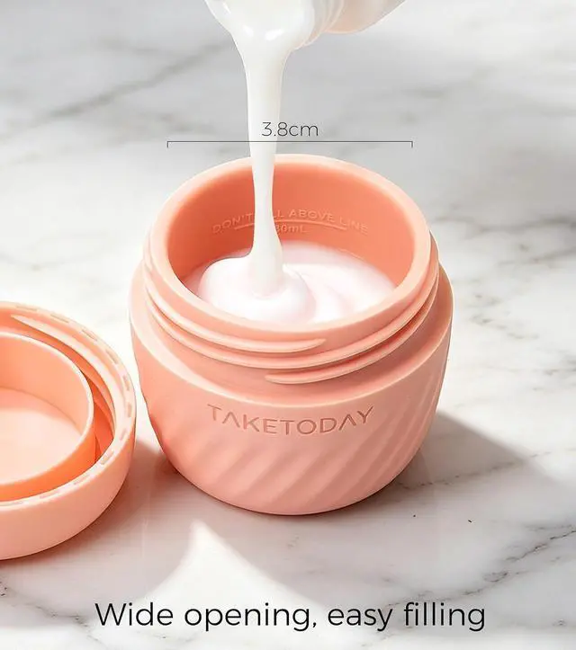 Alt view image 7 of 7 - TakeToday Travel Containers for Toiletries, 1oz, 4 Pack, Apricot | Air Travel Leak-Proof, TSA Approved, Silicone Jars with Lid, for Cosmetics & Toiletries