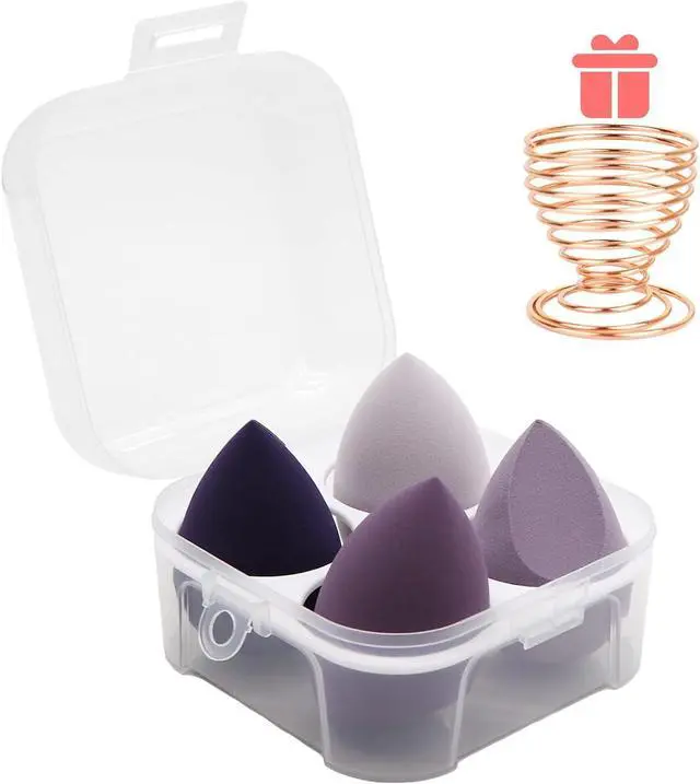 Main image of Makeup Sponges Set - Beauty sponges Blending Blenders with 1 Holder and Egg Case, Flawless for Cream, Powder and Liquid (Purple, 4Pcs+1Holder+ case)