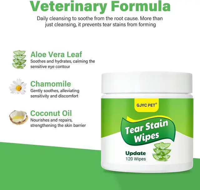 Alt view image 3 of 7 - 120pcs Eyes Wipes for Dogs & Cats, Vet-Recommended Tear Stain Remover, Hypoallergenic, Removes Discharge Debris Crust, No Added Fragrance, with Aloe & Coconut Oil, Puppy Essentials Dog Accessories