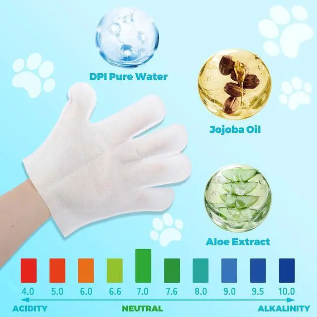 Alt view image 3 of 7 - Disposable Pet Grooming Gloves, Waterless No Rinse Bathing Mitts, Deodorizing Fur Cleaning Glove Wipes for Dogs, Cats, Puppies & Kittens, Home & Travel Use, 6 Pack