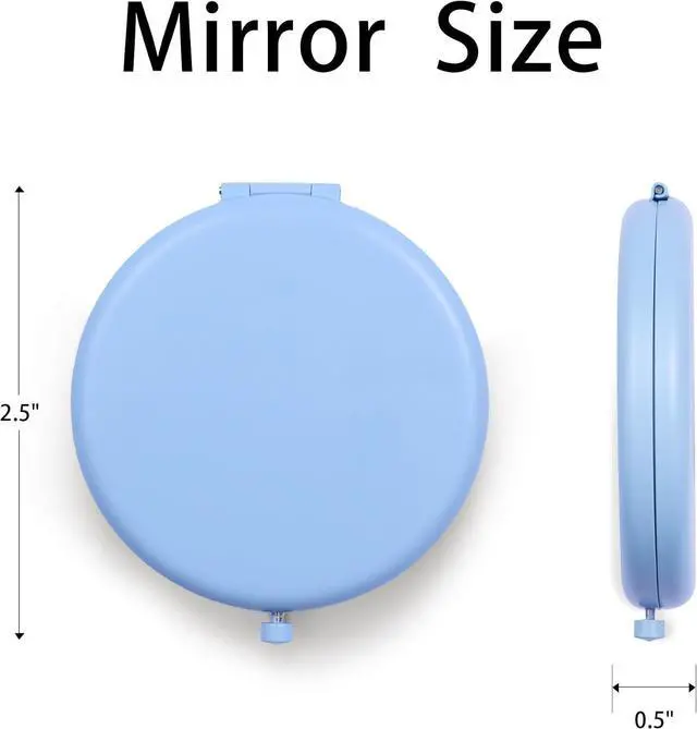 Alt view image 3 of 7 - Compact Mirror for Purse, Metal Round Shell, Double-Sided 1X/2X Magnifying, Portable Travel Makeup Mirror, Mini Pocket Mirror, Baby Blue, 4 Packs