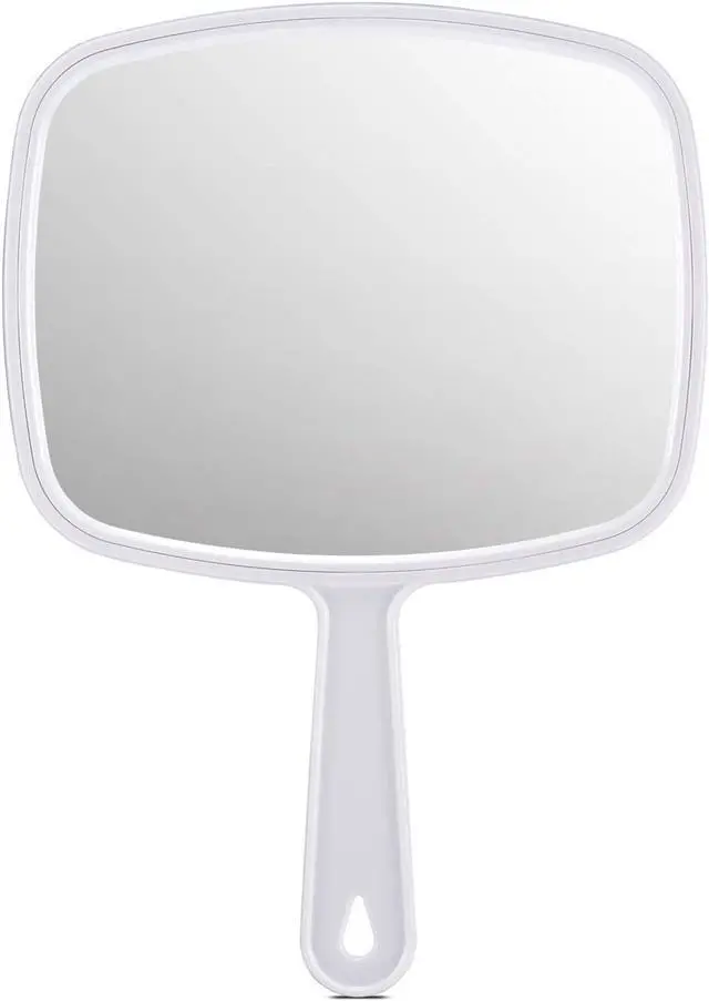 Main image of PROTECLE 10.3" L x 7.4" W Handheld Mirror, Salon Barber Hairdressing, White | Hand Held Mirror, Barber Mirror, Hangable, High-definition, Distortion-free Reflection, Hand Mirror for Men Women