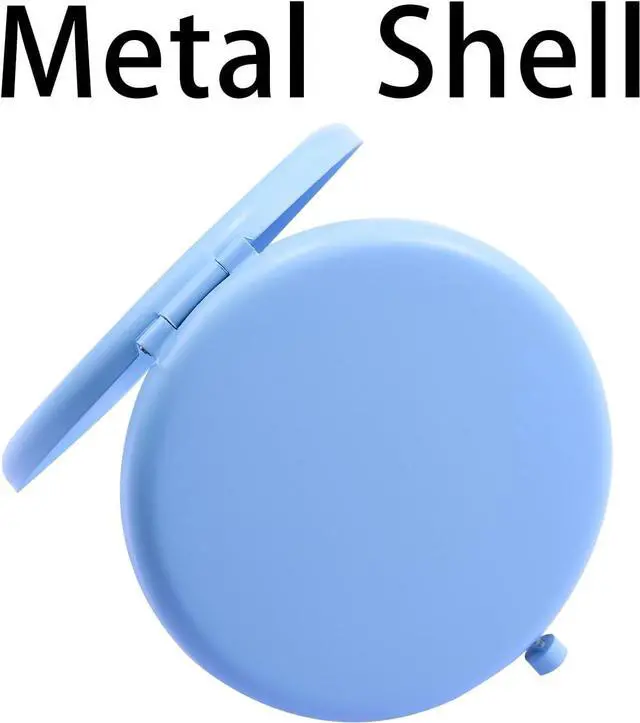 Alt view image 6 of 7 - Compact Mirror for Purse, Metal Round Shell, Double-Sided 1X/2X Magnifying, Portable Travel Makeup Mirror, Mini Pocket Mirror, Baby Blue, 4 Packs