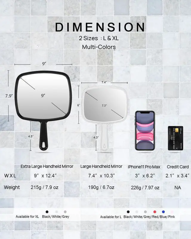 Alt view image 3 of 6 - PROTECLE 10.3" L x 7.4" W Handheld Mirror, Salon Barber Hairdressing, White | Hand Held Mirror, Barber Mirror, Hangable, High-definition, Distortion-free Reflection, Hand Mirror for Men Women