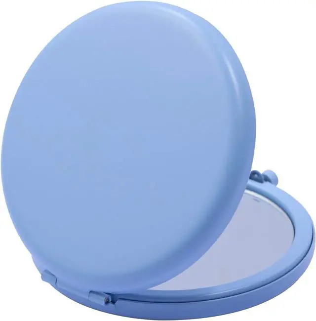 Alt view image 2 of 7 - Compact Mirror for Purse, Metal Round Shell, Double-Sided 1X/2X Magnifying, Portable Travel Makeup Mirror, Mini Pocket Mirror, Baby Blue, 4 Packs