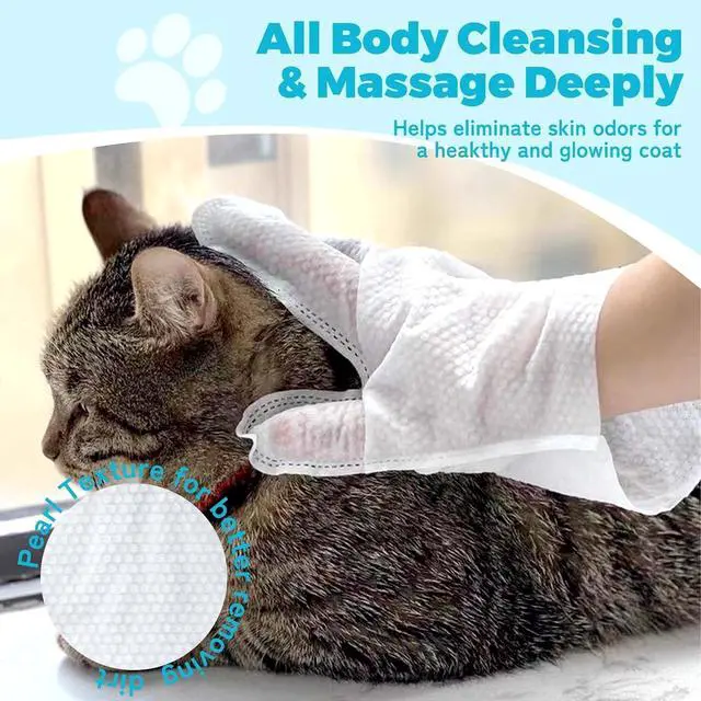 Alt view image 4 of 7 - Disposable Pet Grooming Gloves, Waterless No Rinse Bathing Mitts, Deodorizing Fur Cleaning Glove Wipes for Dogs, Cats, Puppies & Kittens, Home & Travel Use, 6 Pack