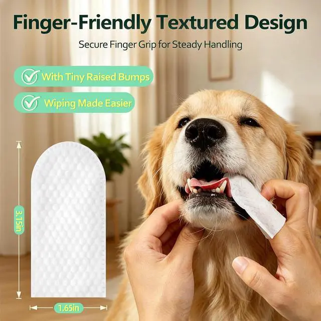 Alt view image 2 of 6 - Pet Wipes for Dogs Teeth Care, Disposable Finger Sleeve Dog Wipes 50 Count | Hypoallergenic Puppy Wipes, Gentle Cleaning & Hydrating Wipes for Dogs