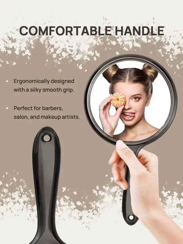 Alt view image 5 of 7 - OMIRO Double-Sided 1X/3X Magnifying Hand Mirror, 3-Pack, Transparent Black | 8.2" L x 4.4" W Handheld Mirror with Handle, Hand Mirror for Men Women, Hangable, for Makeup, Lightweight and Portable