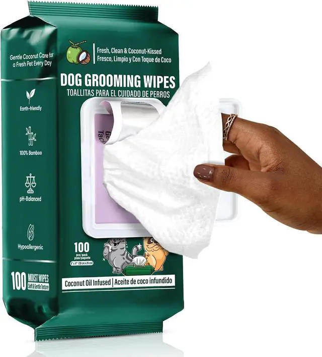 Main image of ATIFBOP Dog Wipes for Paws and Butt, Hypoallergenic Grooming, 100 Wipes | Coconut Pet Wipes for Cats & Dogs, Gentle Care at Home & On the Go, Alcohol-Free, with Aluminum Moisture-Lock Seal