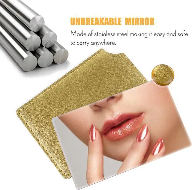 Alt view image 2 of 7 - IBEET Unbreakable Stainless Steel Makeup Mirrors,Vanity Mirror Small for Purse Handbag Travel, Rectangular Handheld Compact Pocket Mirror Tiny Wallet Mirror Plate for Makeup